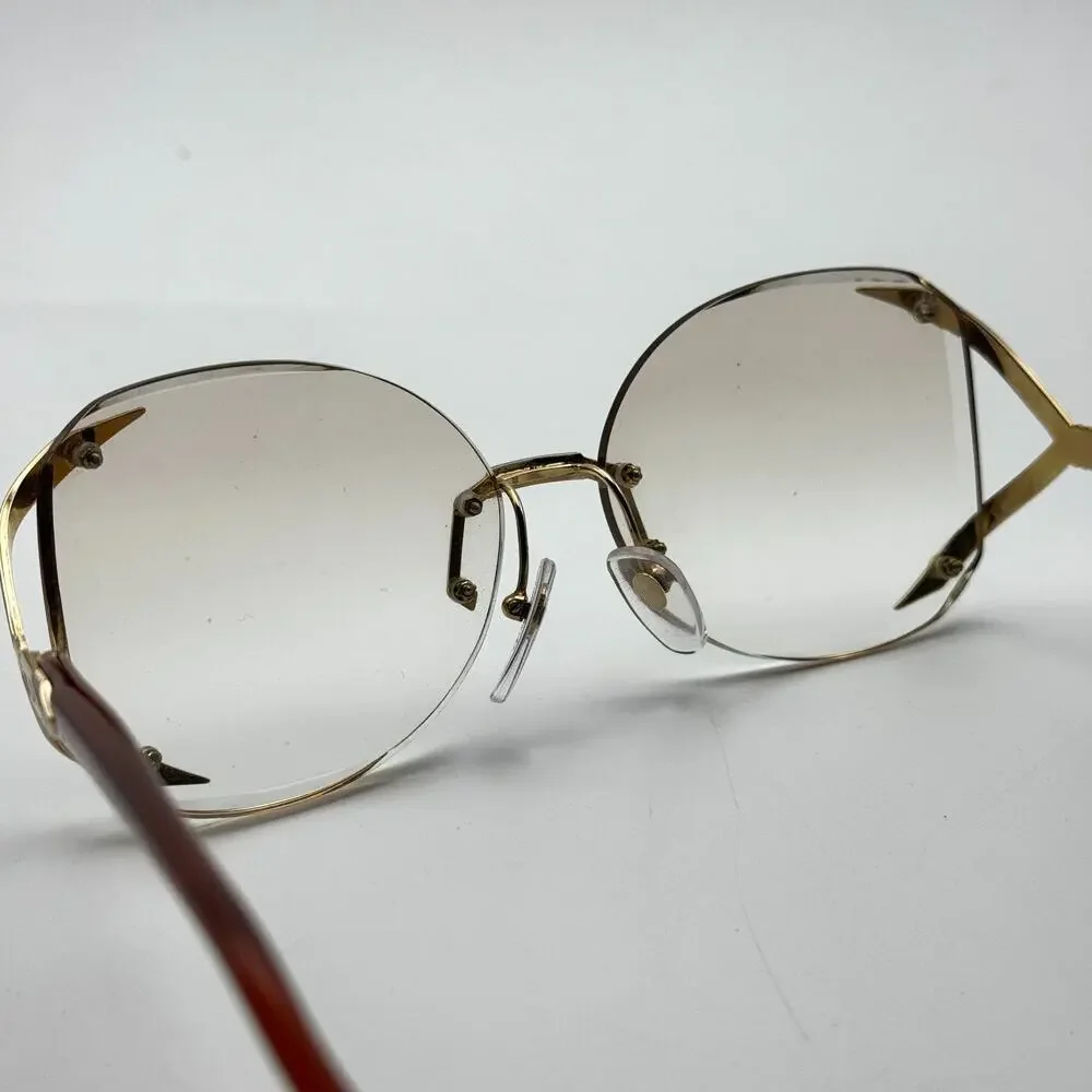 Christian Dior Sunglasses 2289 43 Gold Butterfly Rimless Vintage 61-16-120